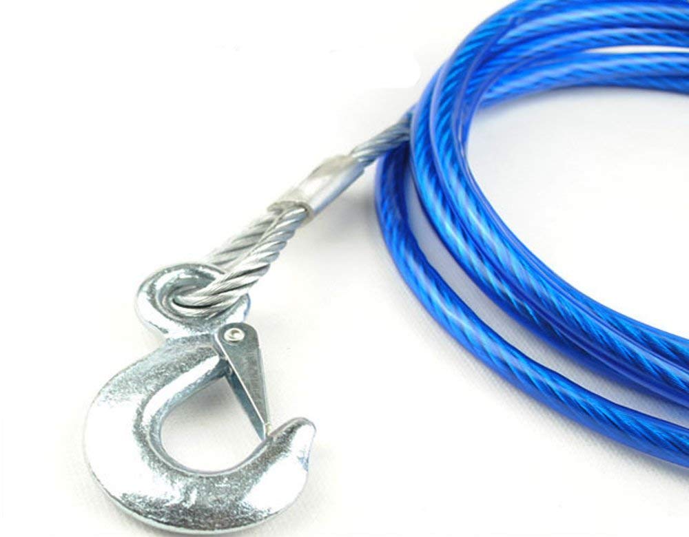 4M 5 Tons Steel Wire Tow Cable Tow Strap Towing Rope with Hooks for