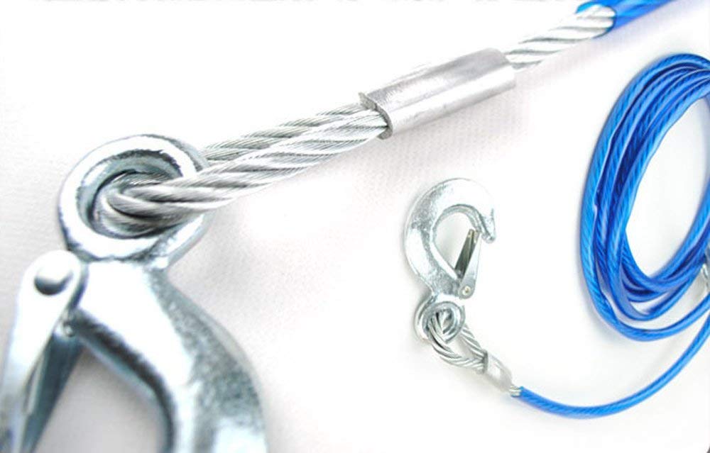 4M 5 Tons Steel Wire Tow Cable Tow Strap Towing Rope with Hooks for